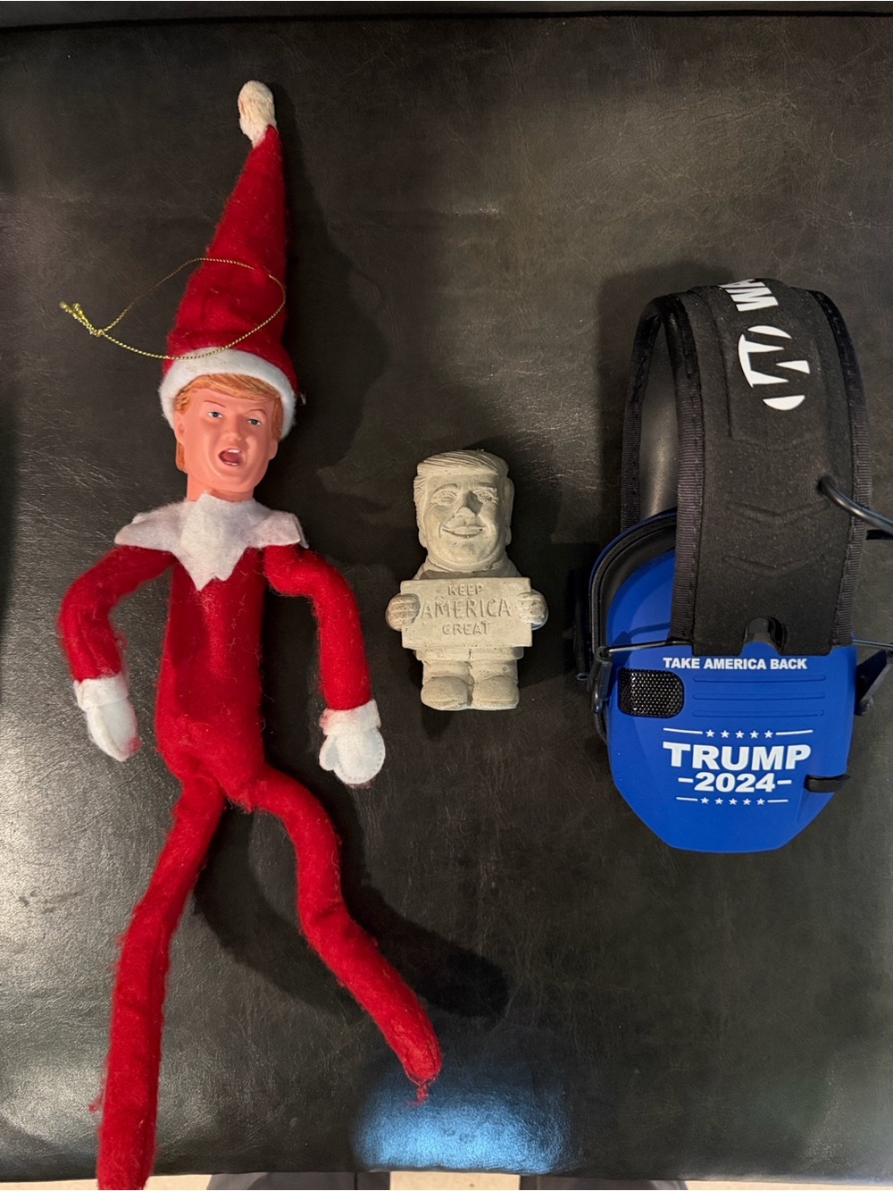 Donald Trump Bundle- NWOT Walker’s shooting earmuffs, elf ornament, figurine